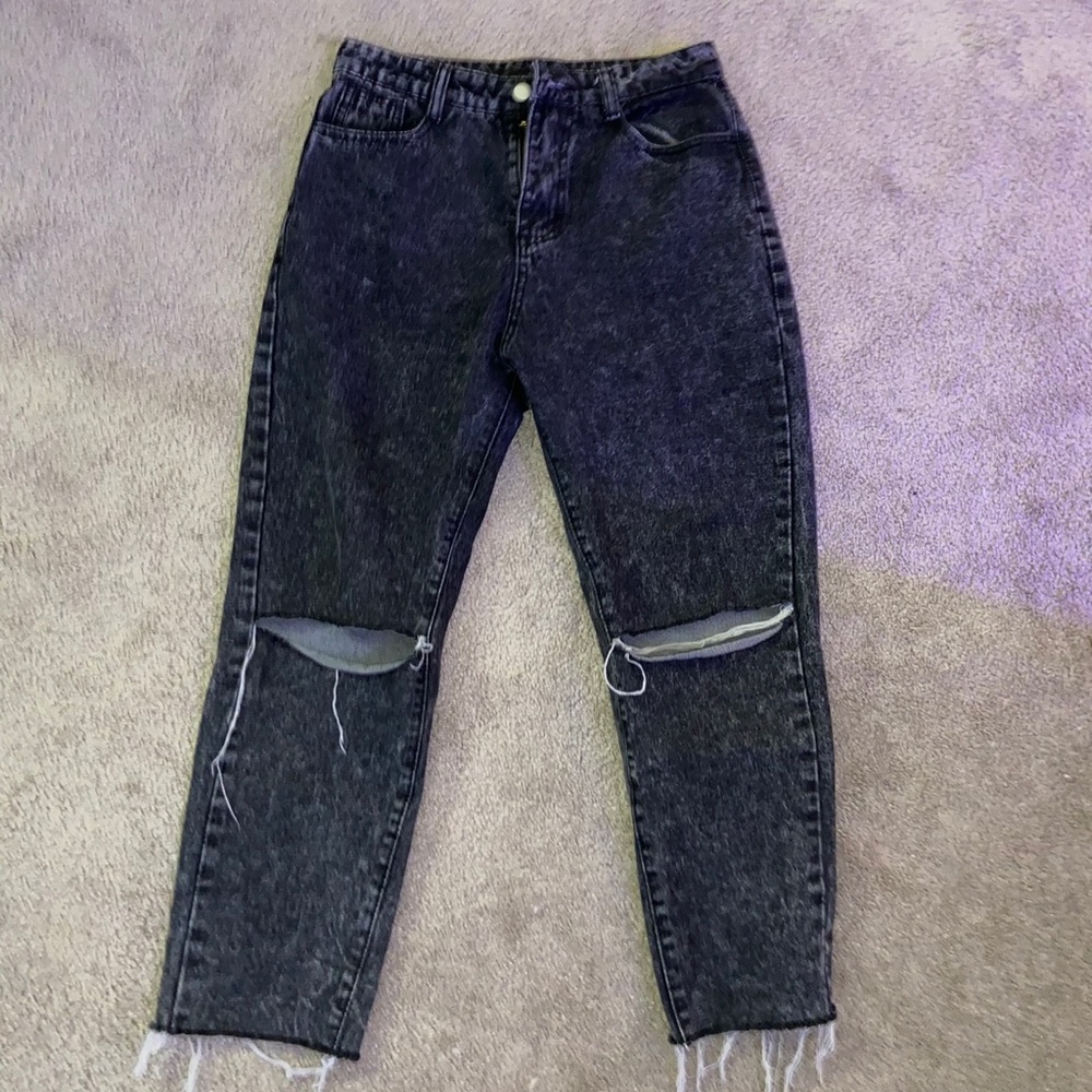 Black straight leg jeans